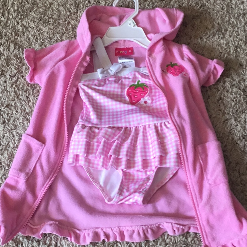 24 months girl swimming suit and cover up